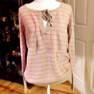 Y2K Old Navy Striped Scoop Neck Sweater with Tie.